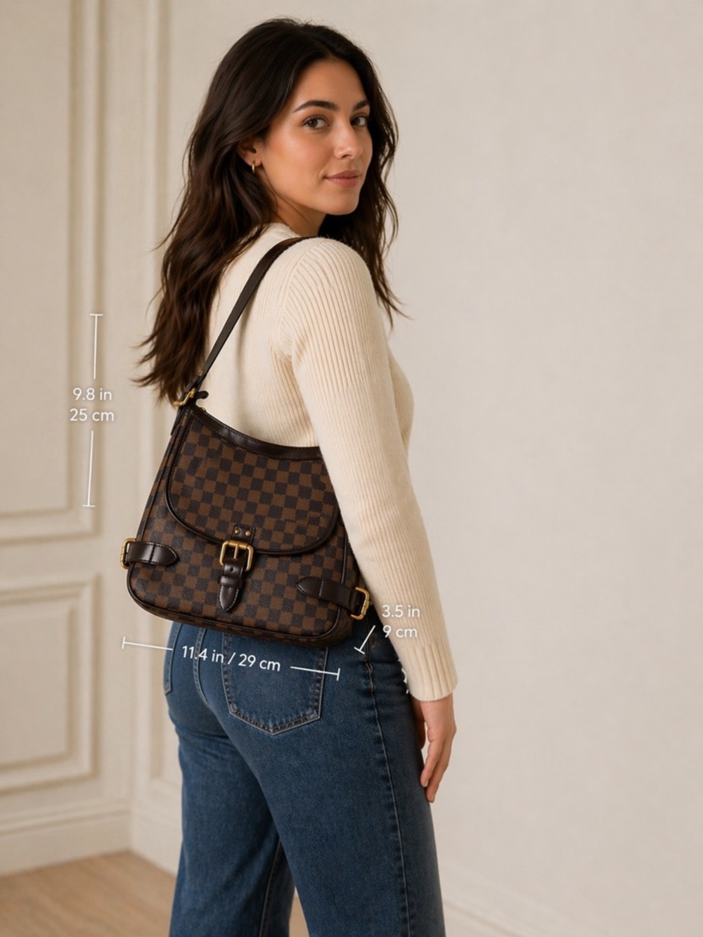Authentic Louis Vuitton Highbury Damier Ebene Shoulder Bag w Certificate